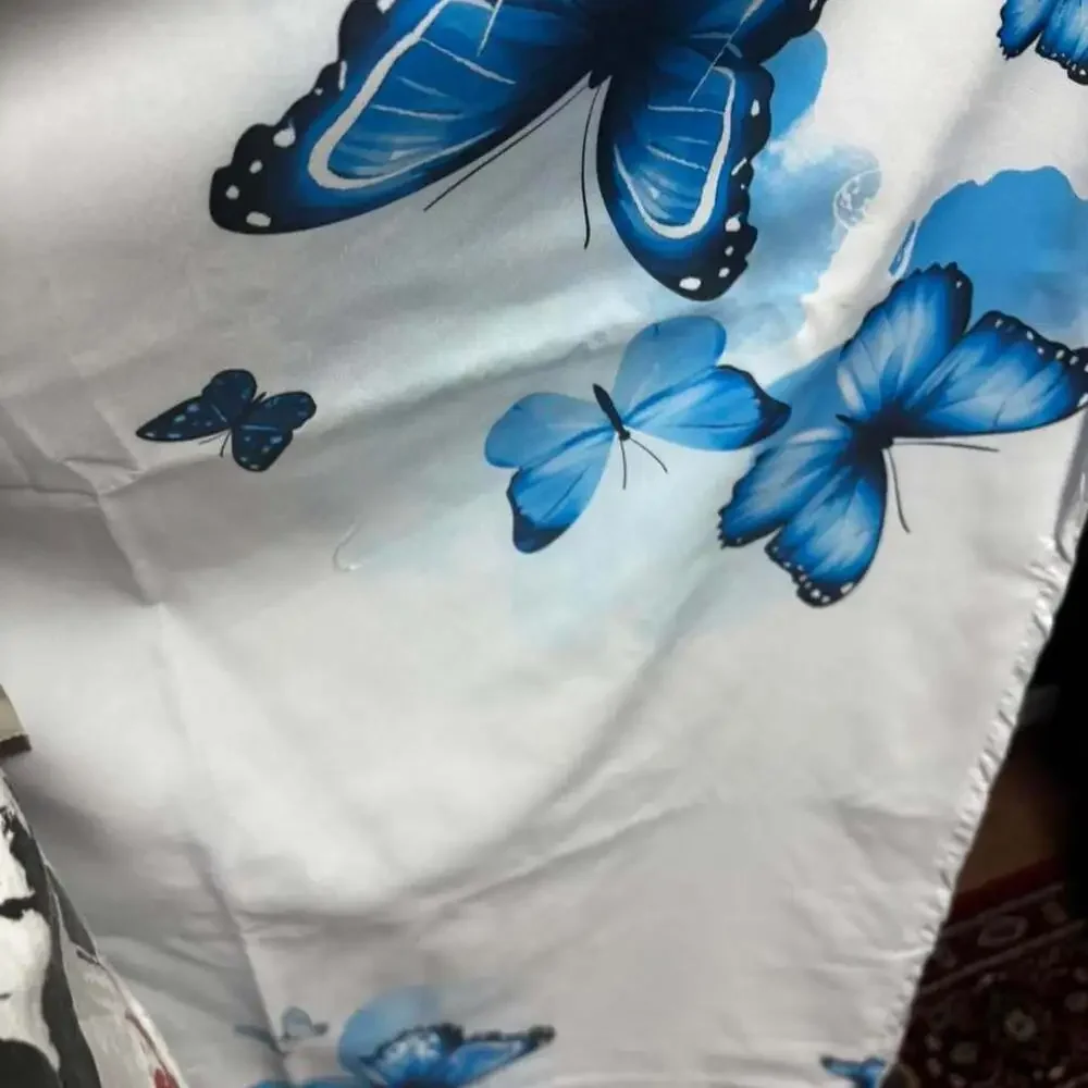 Blue Butterfly Bed Sheet Set 4-Piece Queen Bedding